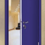 Blue fire door