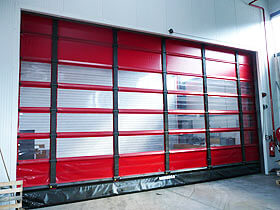 Speed doors with see through window areas