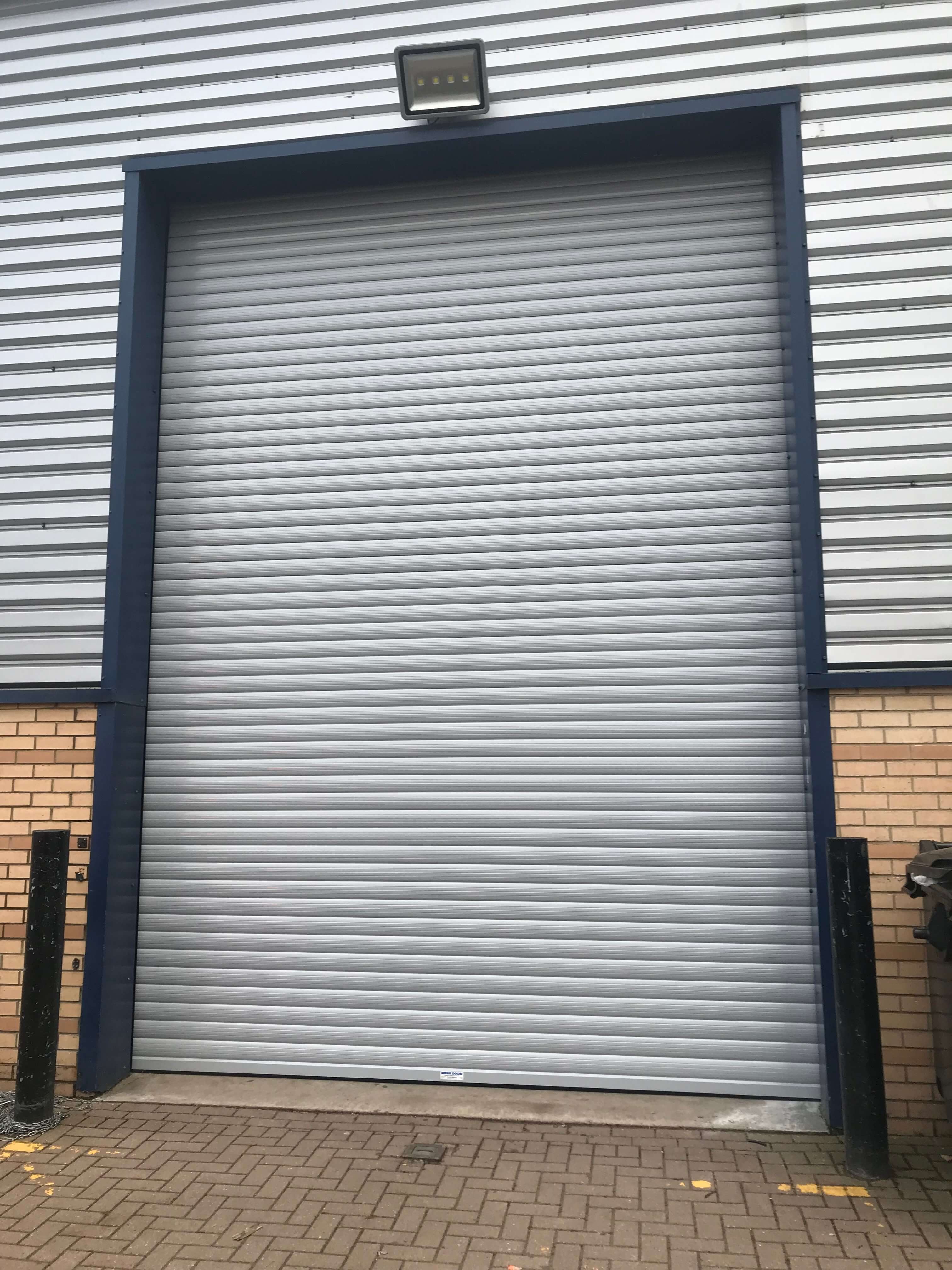 Industrial roller shutter installed at Tileflair in Swindon