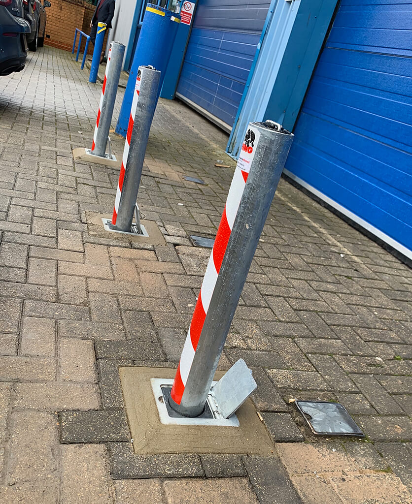 Security bollards fitted to warehouse in Bristol