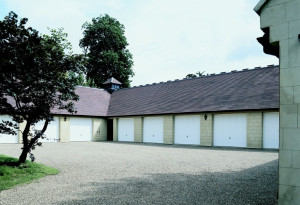 Lots of white garage doors