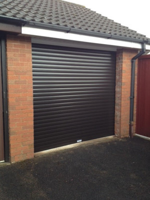 Black garage roller door